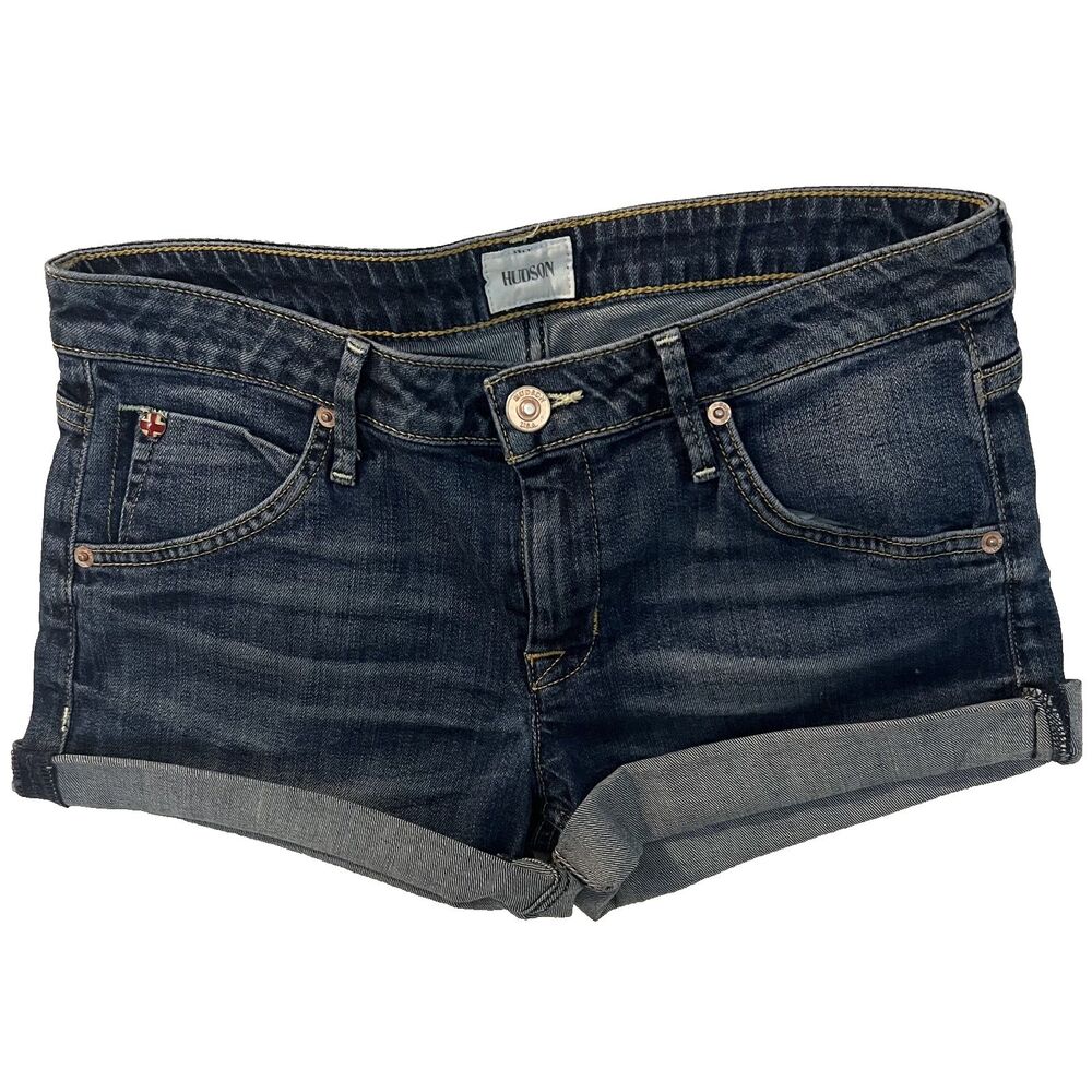 Hudson Womens denim shorts 27 Hampton Cuffed Jean Button pockets low rise micro